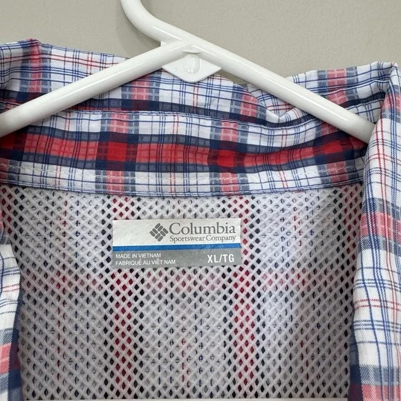 Columbia PFG Omni-shade Shirt Red Short Sleeve Button Up Vented Men's Size XL - Picture 3 of 8